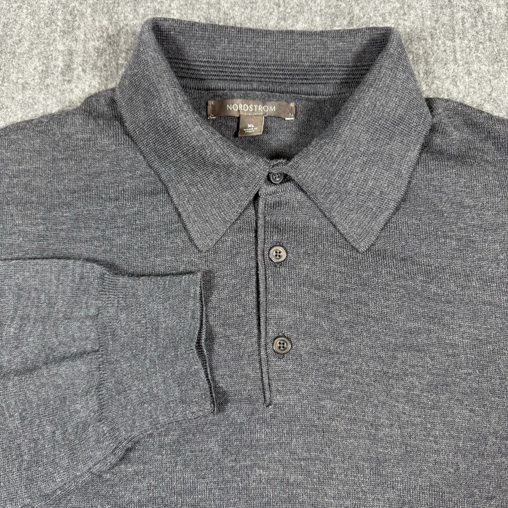 Nordstrom Men's XL Gray 100% Extra Fine Merino Wool Sweater Made in Italy